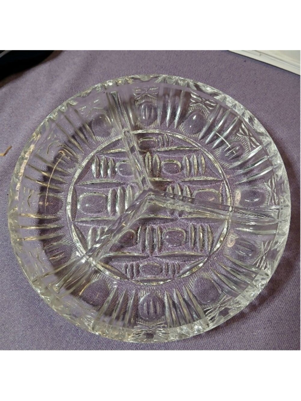 German Made Cabaret Lead Crystal Divided Serving Dish 6 Inch